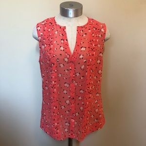 🐱Cabi pintuck sleeveless blouse 5350 floral chiffon top button